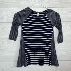 Haani blue & white striped long sleeve swing top Girls size 8